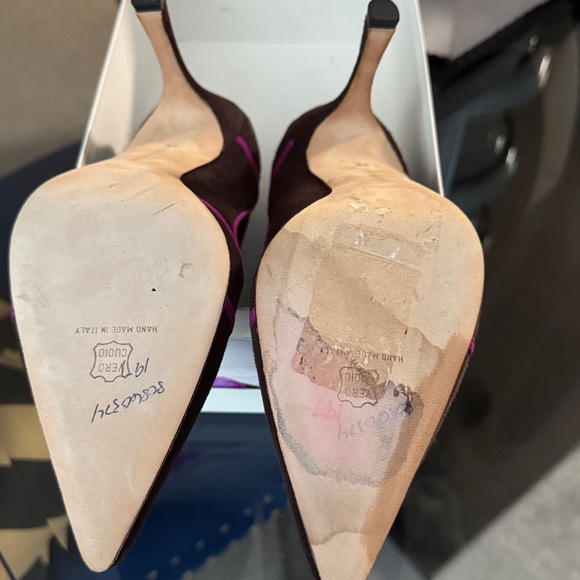 Manolo Blahnik Purple and Brown Heels - Picture 16 of 16